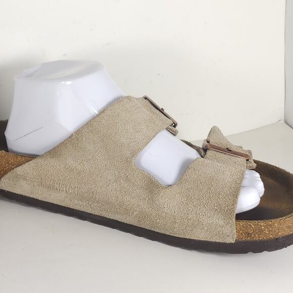 Birkenstock Men's Arizona EU43 US10 Taupe Suede 2 Strap Slide Sandals Shoes - Picture 16 of 16